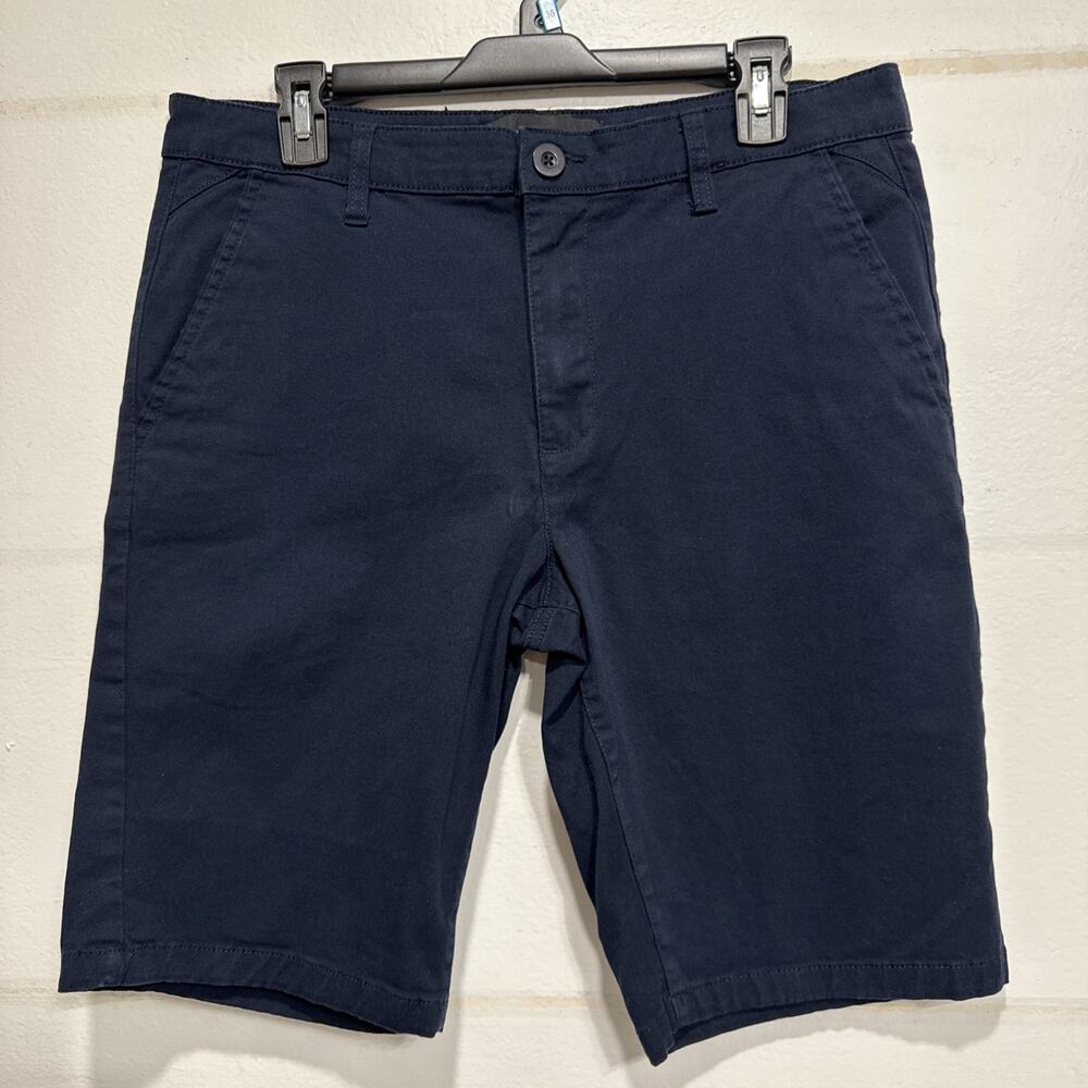 WT02 Men's Basic Chino Shorts Blue Work School Casual Size 32 (34 approx. Waist)